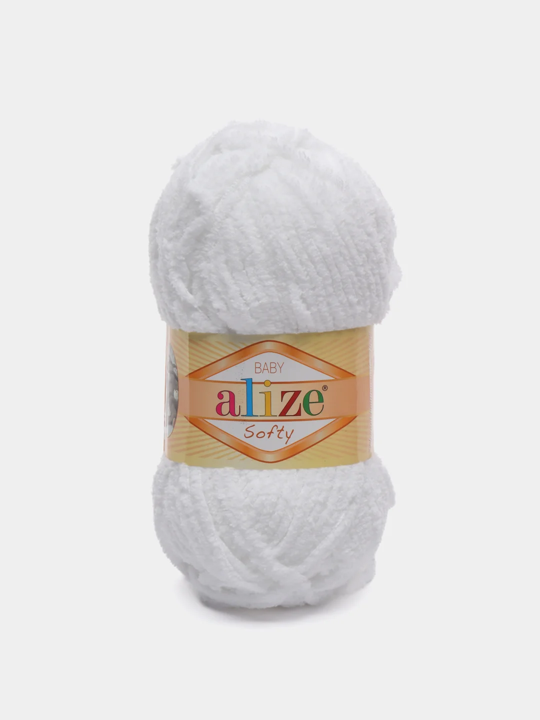 Белый пряжа Alize Softy, микрополиэстер, 50 г, 115 м