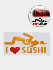Желтый наклейка на авто "I love sushi"