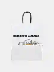 Подарочный крафт пакет с приколами,  22см х 12см х 27см
