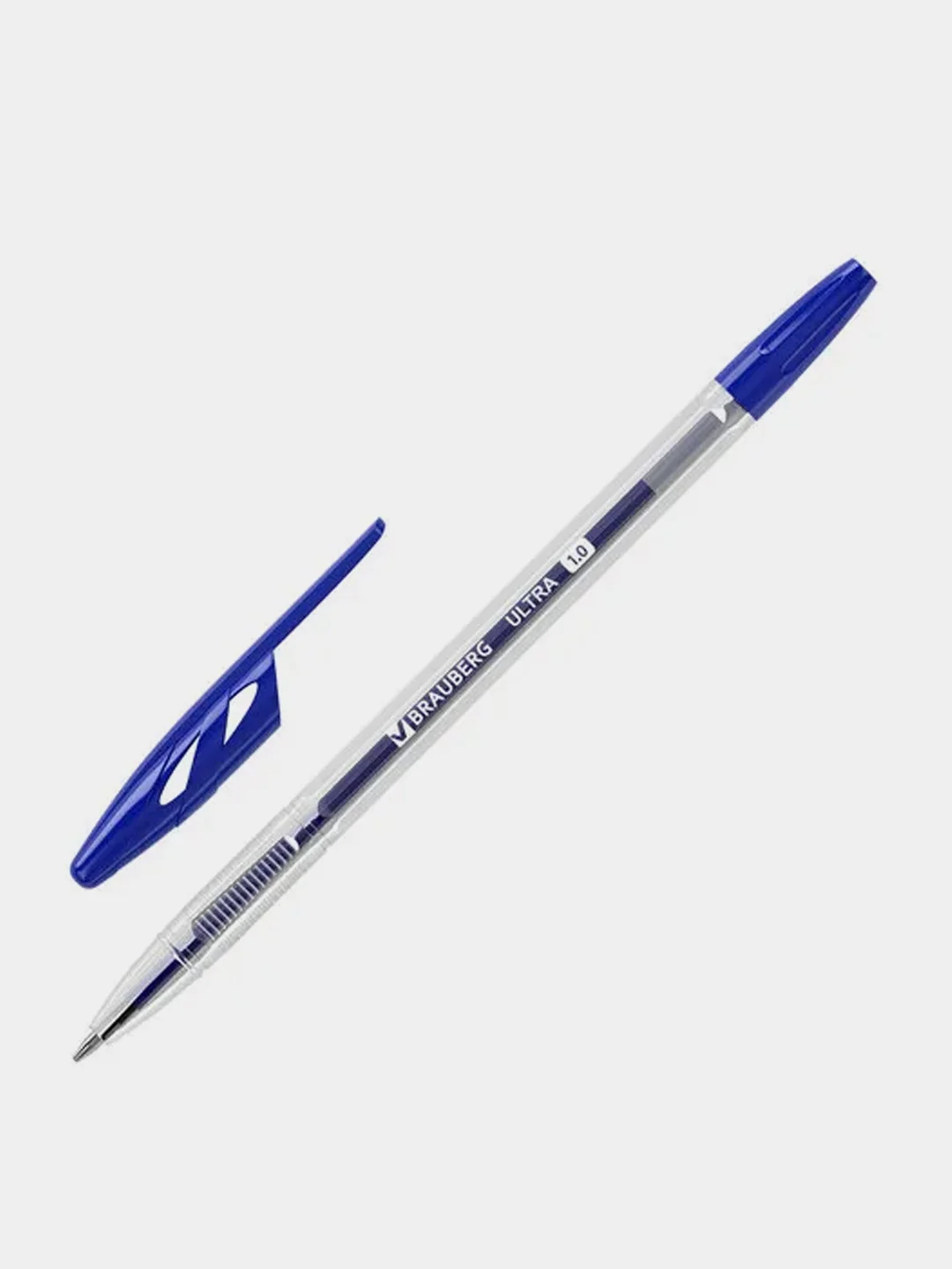 Ручки шариковые BRAUBERG "ULTRA", синие, набор 10 штук, корпус прозрачный, узел 1 мм