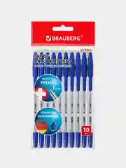 Ручки шариковые BRAUBERG "ULTRA", синие, набор 10 штук, корпус прозрачный, узел 1 мм