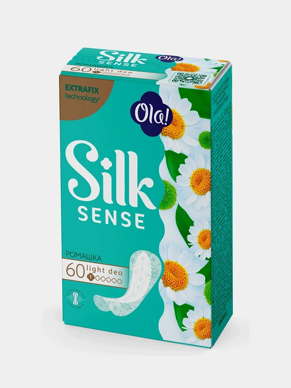 Прокладки тонкие ежедневные OLA! SILK SENSE LIGHT "Ромашка" стринг-мультиформ, 60 штук