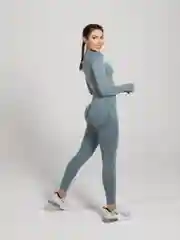 Синий спортивный костюм для фитнеса, женский