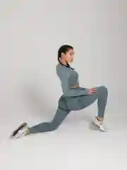 Синий спортивный костюм для фитнеса, женский