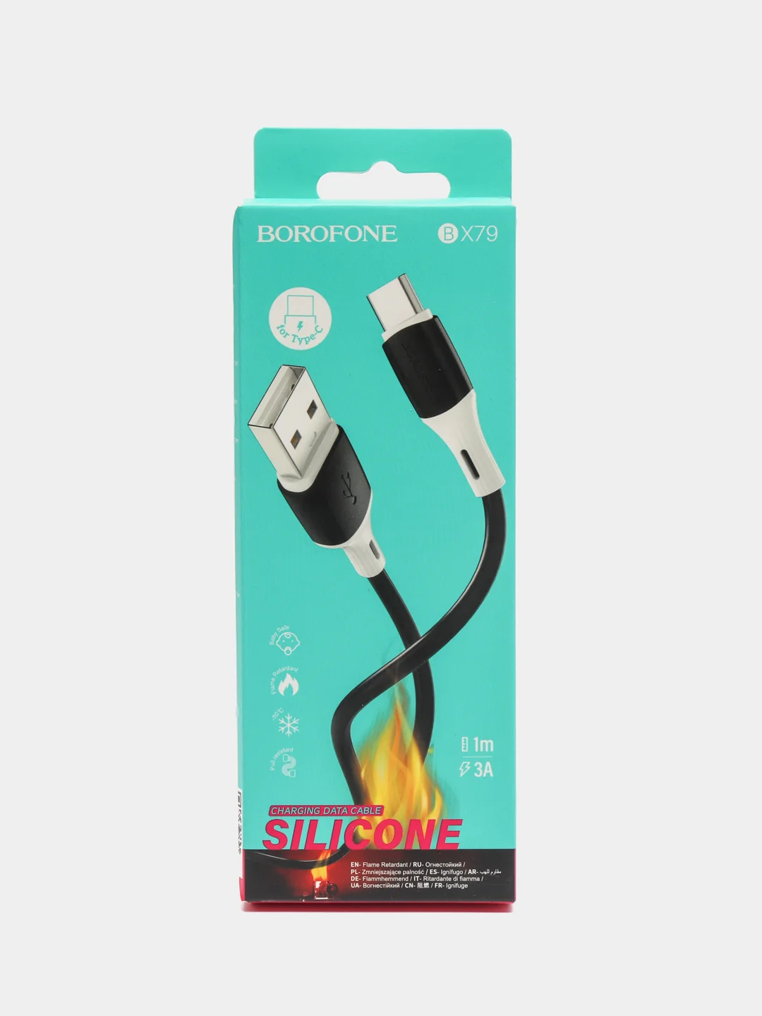 Черный кабель для зарядки и передачи данных BOROFONE BX79, Type-C, Lightning, 1 м, до 2.4 A