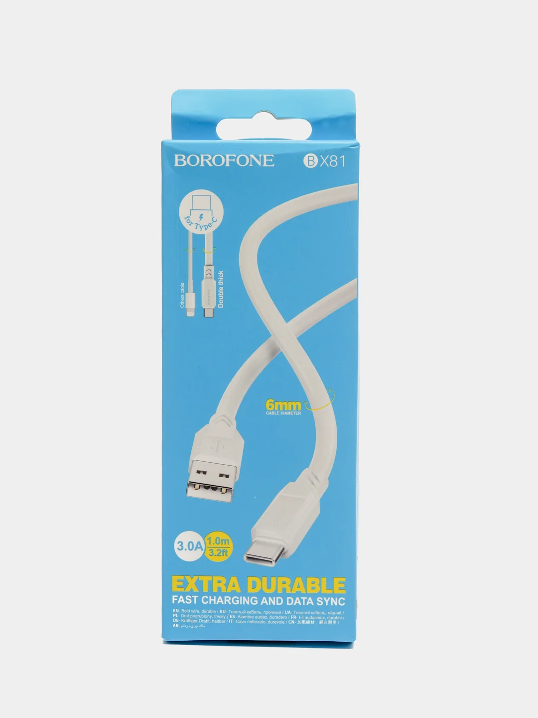 Белый кабель для зарядки и передачи данных Borofone BX81, Micro/Type-C/Lightning, до 2.4A, 1 м