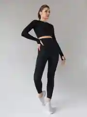 Черный спортивный костюм для фитнеса, женский