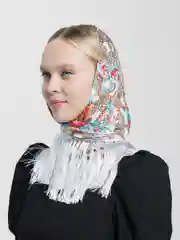 Ледяной женский русский платок, с бахромой
