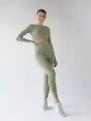 Оливковый спортивный костюм для фитнеса, женский