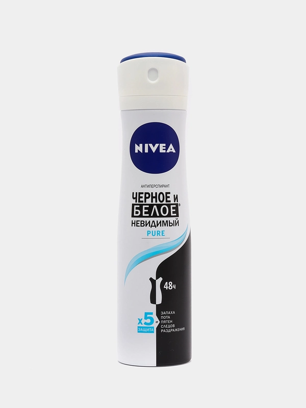 Антиперспирант спрей NIVEA "Невидимый для черного и белого Pure", женский, 150 мл