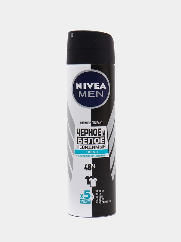 Антиперспирант спрей NIVEA MEN "Невидимый для черного и белого Fresh", мужской, 150 мл