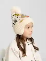 Бежевый шапка зимняя, детская, светящаяся