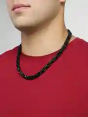 Черный цепь мужская на шею, нержавеющая сталь