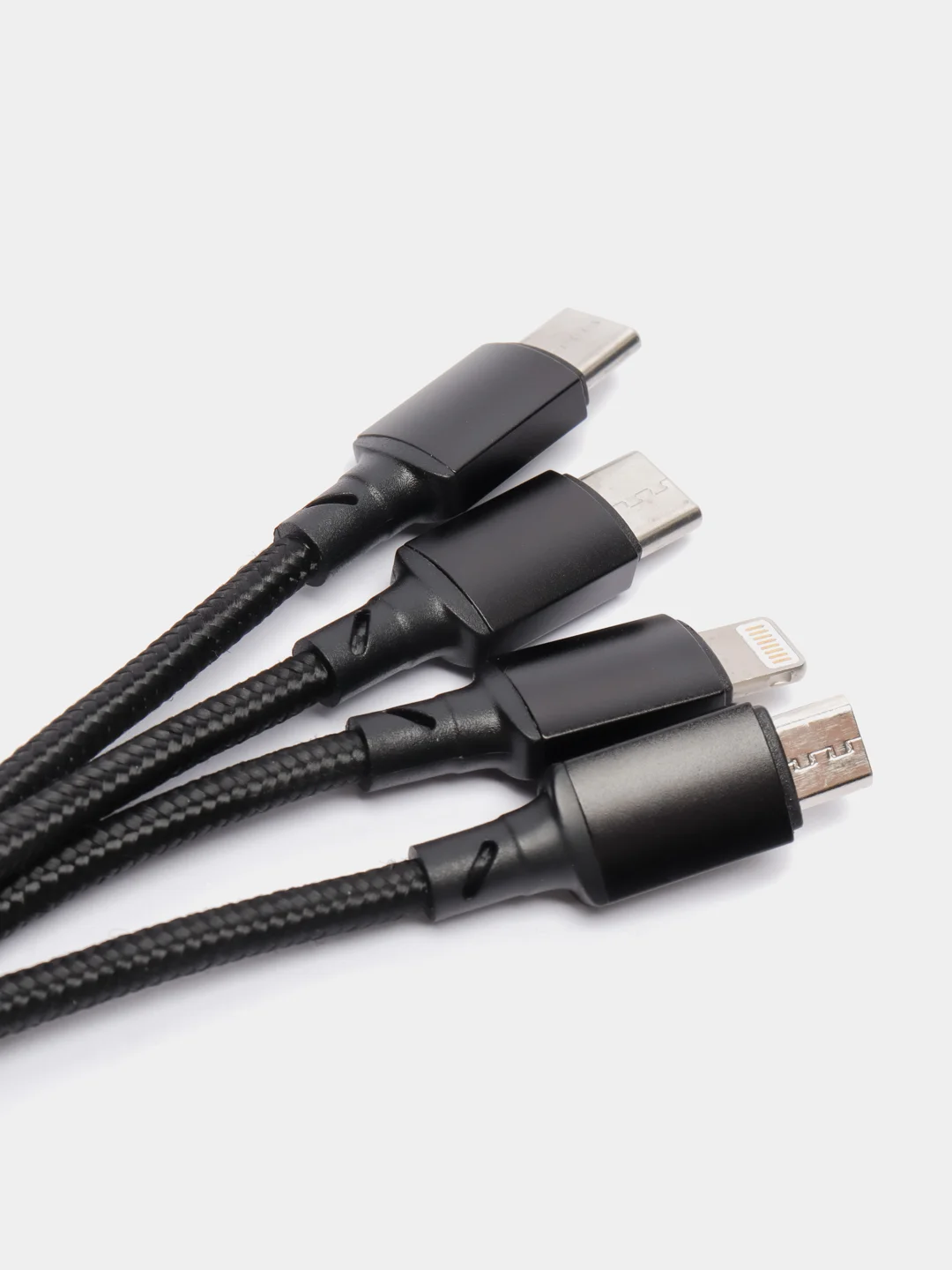 Черный зарядный USB кабель 4 в 1 BOROFONE BX72, Type-C/Lightning /Micro, 2 A, 1 м