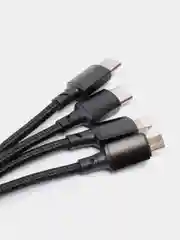 Черный зарядный USB кабель 4 в 1 BOROFONE BX72, Type-C/Lightning /Micro, 2 A, 1 м