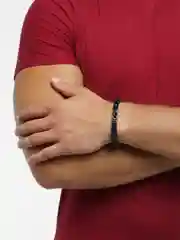 Черный браслет для мужчины, серебристый, черный, на руку, сталь