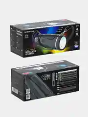 Черный беспроводная колонка портативная, Borofone BR7, 2 динамика с LED фонариком, 1200 mAh