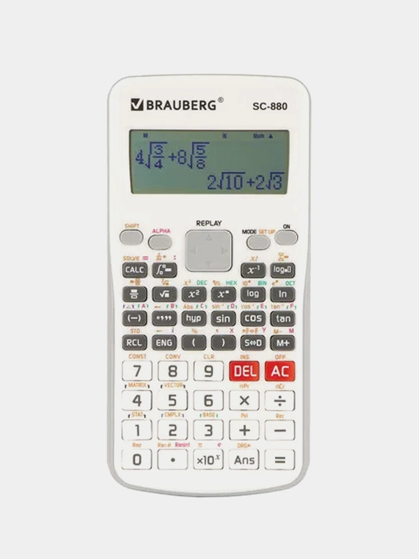 Калькулятор инженерный двухстрочный Brauberg Sc-880-n, 417 функций, 10+2 разрядов, белый