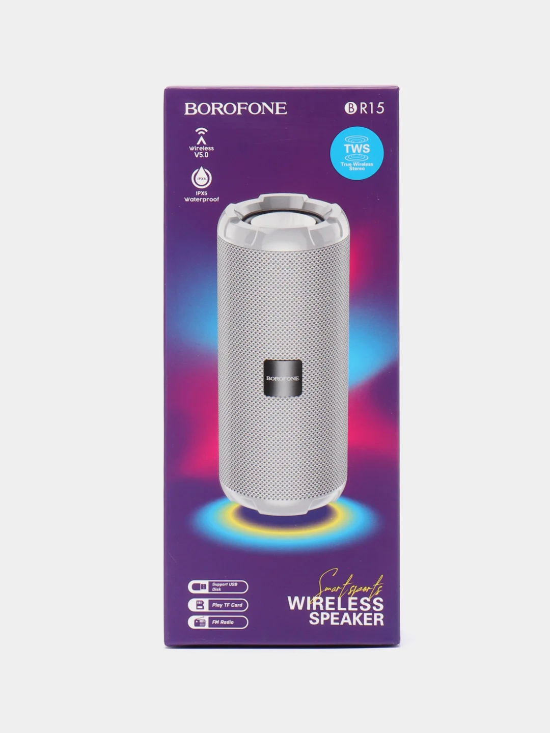 Серый портативная беспроводная колонка Borofone BR15, bluetooth