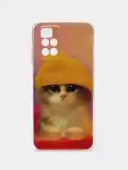Желтый силиконовый чехол на Xiaomi Redmi 10 / Сяоми Редми 10 прозрачный с рисунком, защита камеры