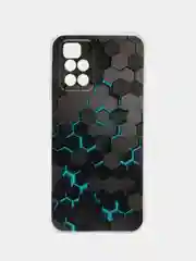 Бирюзовый силиконовый чехол на Xiaomi Redmi 10 / Сяоми Редми 10 прозрачный с рисунком, защита камеры