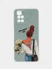Тёмно-серый силиконовый чехол на Xiaomi Redmi 10 / Сяоми Редми 10 прозрачный с рисунком, защита камеры