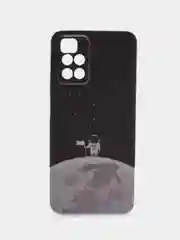 Серебряный силиконовый чехол на Xiaomi Redmi 10 / Сяоми Редми 10 прозрачный с рисунком, защита камеры