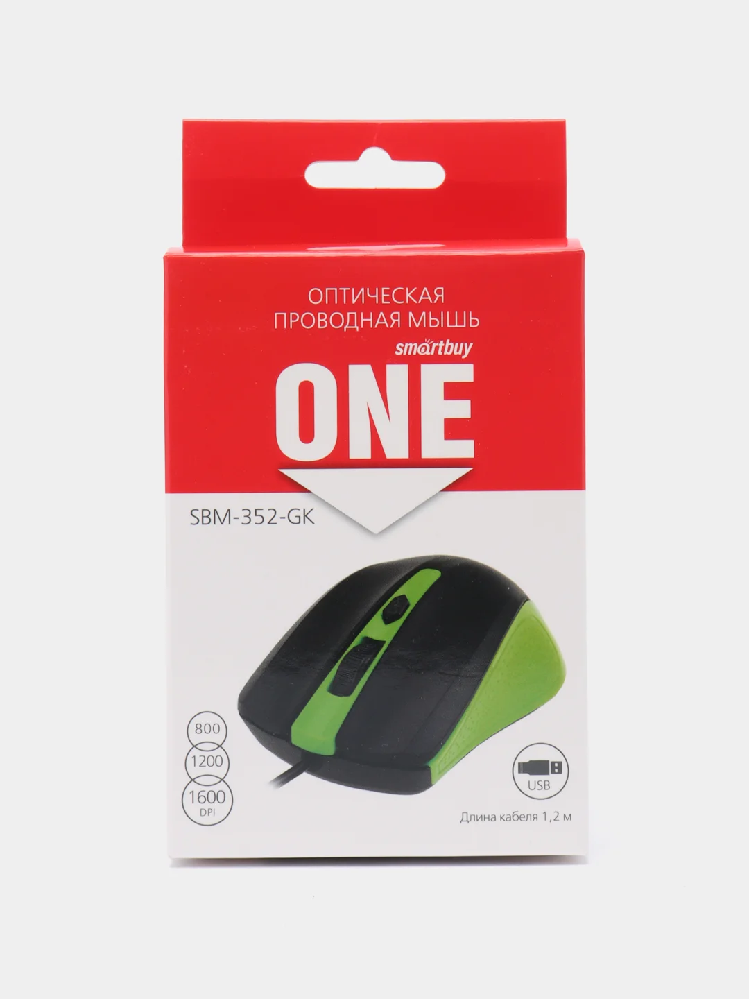 Белый оптическая проводная компьютерная мышь SmartBuy ONE SBM-352-GK, 1600 dpi, 1.2 м