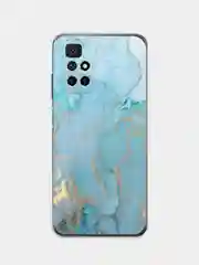 Светло-синий силиконовый чехол на Xiaomi Redmi 10 / Сяоми Редми 10 прозрачный с рисунком, защита камеры