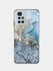 Голубой силиконовый чехол на Xiaomi Redmi 10 / Сяоми Редми 10 прозрачный с рисунком, защита камеры