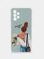 Тёмно-серый силиконовый чехол на Samsung Galaxy A52/A52s / Самсунг А52/A52s прозрачный, с рисунком