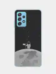 Серебряный силиконовый чехол на Samsung Galaxy A52/A52s / Самсунг А52/A52s прозрачный, с рисунком