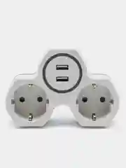 Cетевой разветвитель на два выхода с заземляющим контактом и двумя USB выходами 250V. 16A