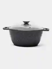 Кастрюля со стеклянной крышкой, темный мрамор, 2 л