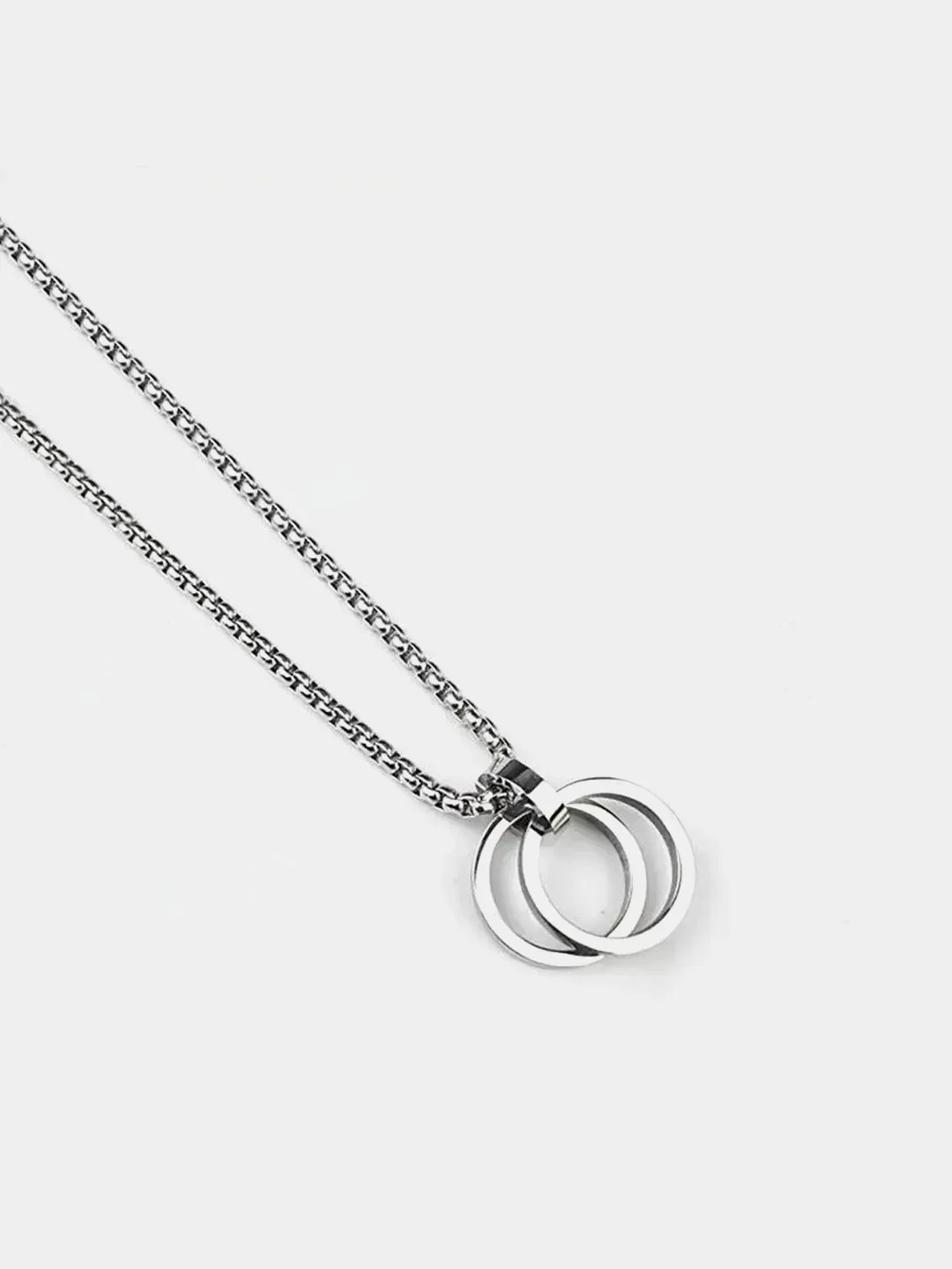 Серебряный цепочка с двойным кольцом, из титановой стали, 70 см