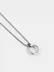 Серебряный цепочка с двойным кольцом, из титановой стали, 70 см