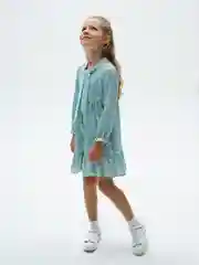 Мятный платье для девочки детское нарядное с длинным рукавом