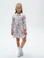 Белый платье для девочки детское нарядное с длинным рукавом