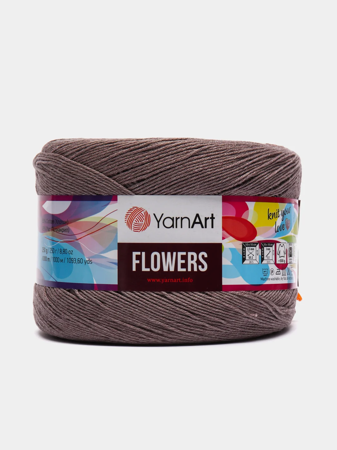 Бежевый меланж пряжа YarnArt Flowers 55% Хлопок 45% Полиакрил 250г 1000м, 1 моток