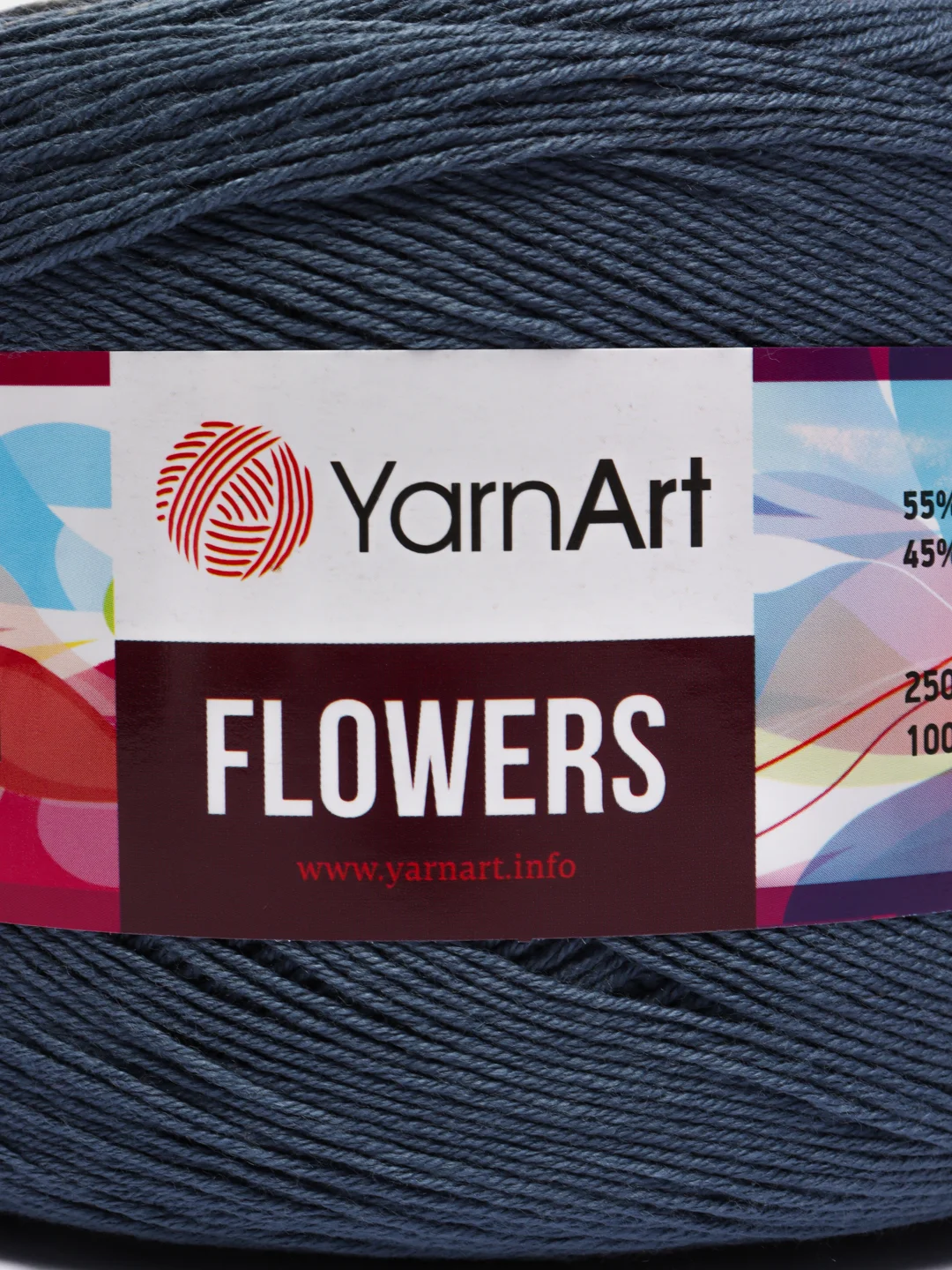 Синий пряжа YarnArt Flowers 55% Хлопок 45% Полиакрил 250г 1000м, 1 моток