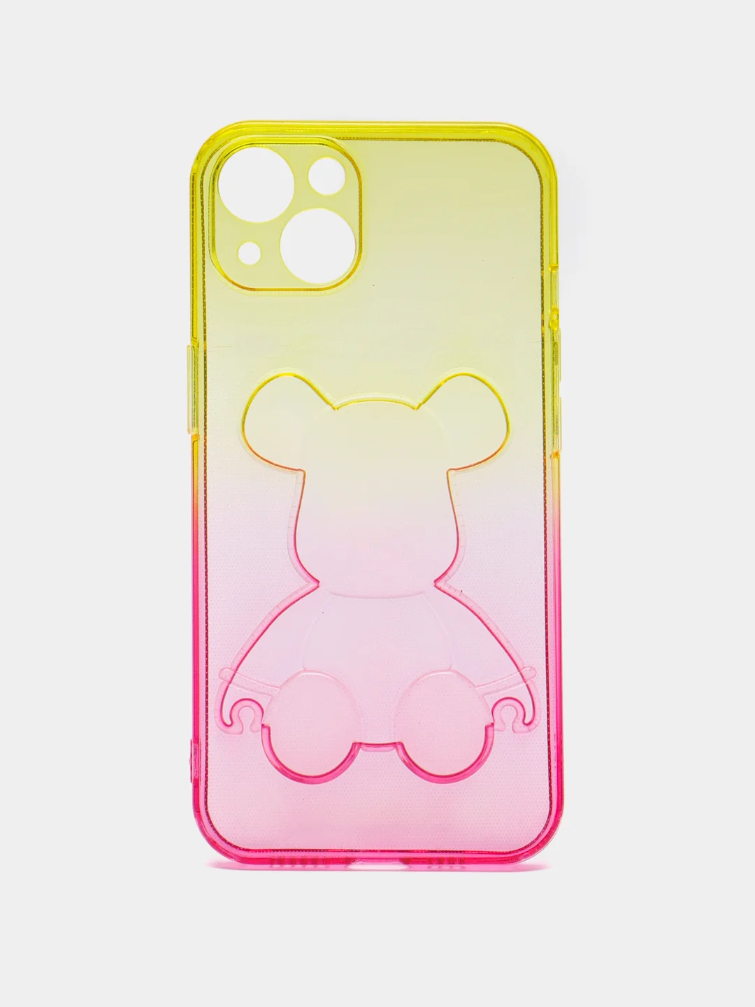 Желтый чехол на iPhone айфон 11 Pro Max, силиконовый чехол с принтом мишка KAWS