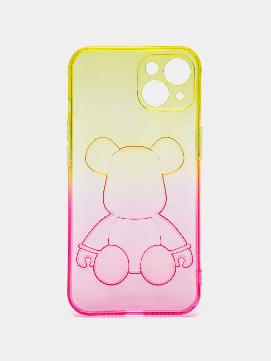 Желтый чехол на iPhone айфон 11 Pro Max, силиконовый чехол с принтом мишка KAWS