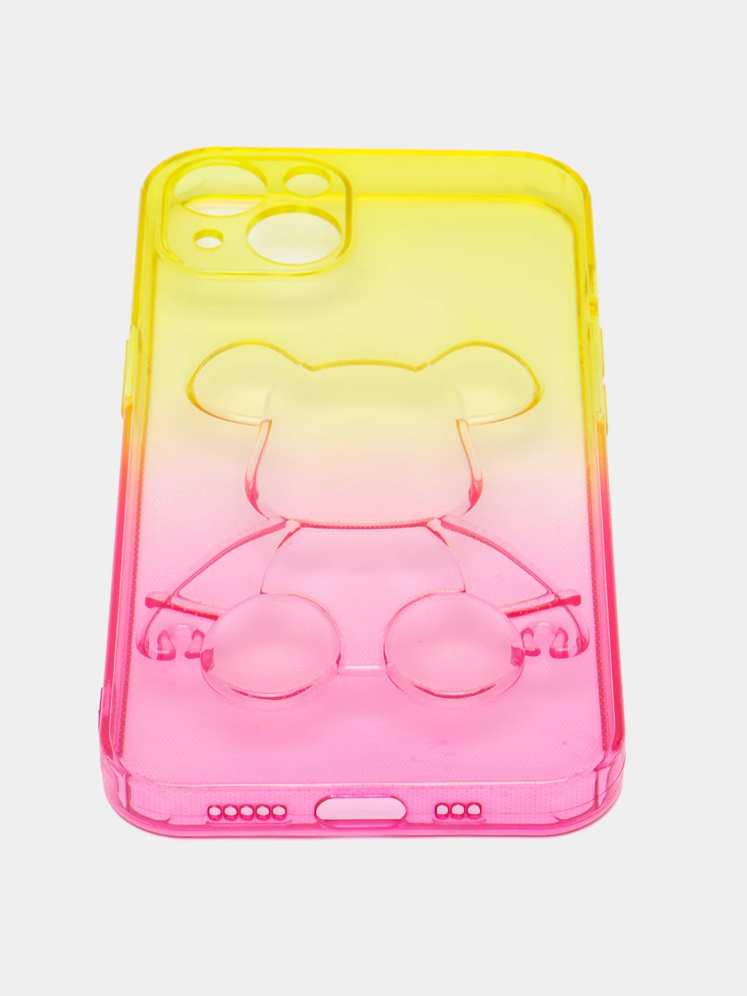 Желтый чехол на iPhone айфон 11 Pro Max, силиконовый чехол с принтом мишка KAWS