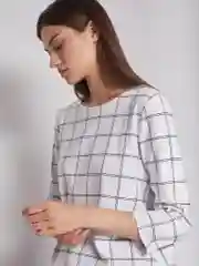 Белый лонгслив женский Zolla с узором в крупную клетку