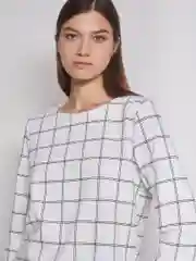 Белый лонгслив женский Zolla с узором в крупную клетку