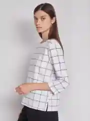 Белый лонгслив женский Zolla с узором в крупную клетку