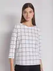 Белый лонгслив женский Zolla с узором в крупную клетку
