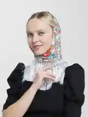 Ледяной женский русский платок, с бахромой