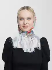 Ледяной женский русский платок, с бахромой