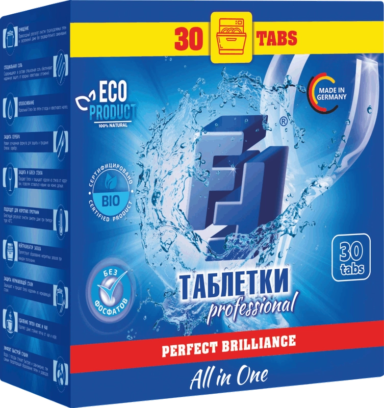 Таблетки для посудомоечных машин FF All in 1, бесфосфатные, 30 штук